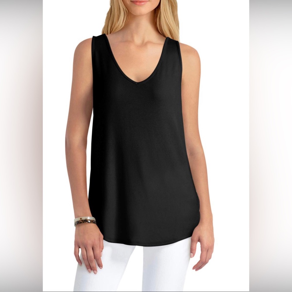 H by Halston black v-neck swing ribbed tank top L
